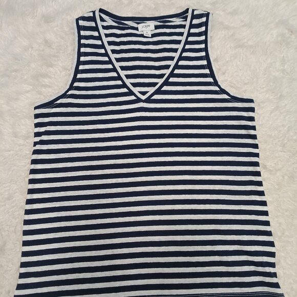 J. Crew Women's Navy Blue Stripped Tank Top Size S - Picture 2 of 7